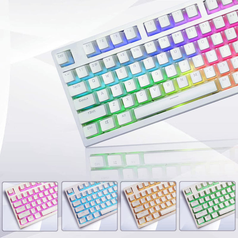 [Australia - AusPower] - XVX Pudding Keycaps - PBT Keycaps, 141 Key+24 Keys Set Custom Keycap, OEM Profile, Universal Compatiability for 100%, 75%, 65%, 60% Keyboard (White) White 