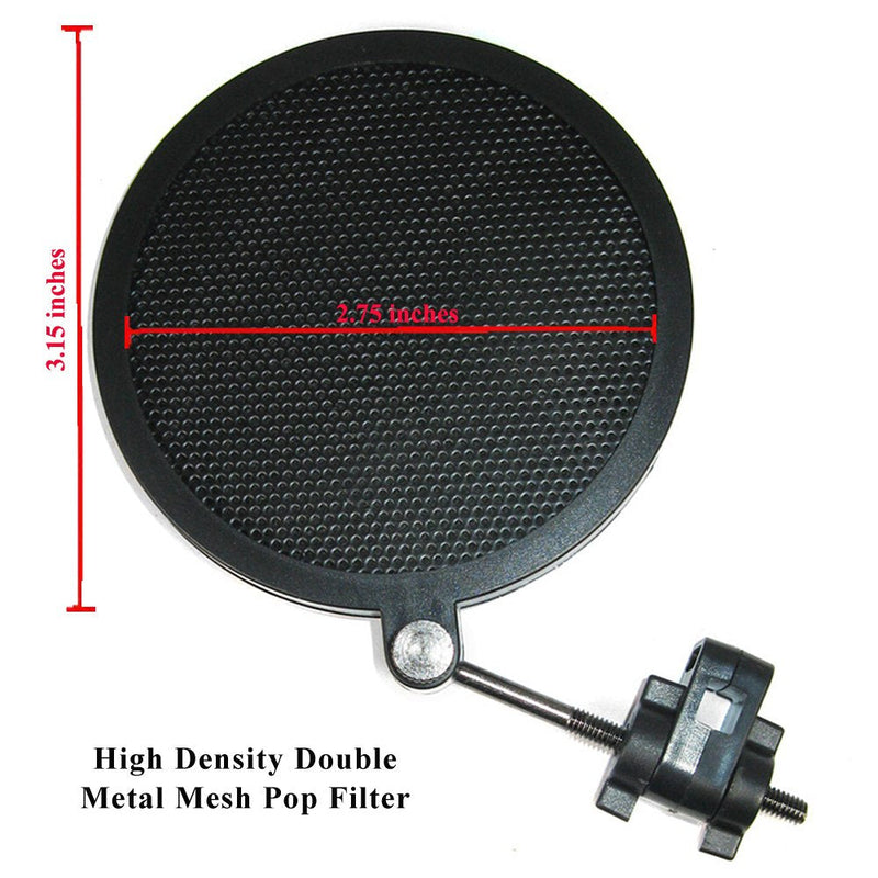 [Australia - AusPower] - Etubby 42-47mm Microphone Shock Mount with Double Mesh Pop Filter & Screw Adapter, Adjustable Anti Vibration High Isolation Metal Mic Mount Holder Clip for Diameter of 42-47mm Microphone 42-47mm / M 