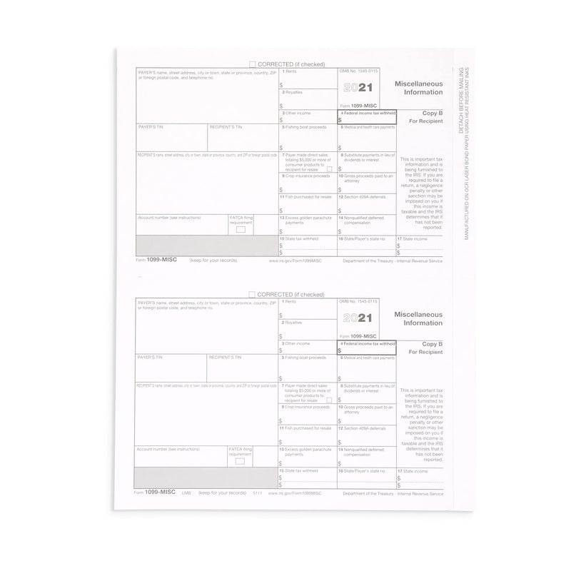 [Australia - AusPower] - 1099 MISC Forms 2021, 4 Part Tax Forms Kit, 25 Vendor Kit of Laser Forms, Compatible with QuickBooks and Accounting Software 
