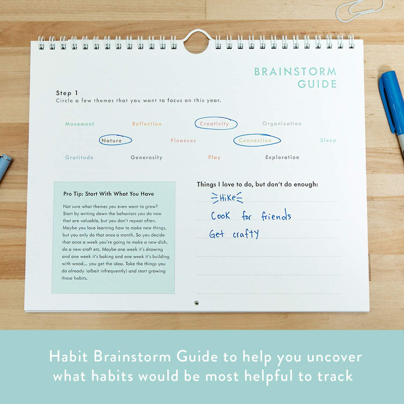 [Australia - AusPower] - Free Period Press Habit Tracker Calendar & To Do List Planner, Spiral Bound Habit Tracker with Writable Goals, 12 Months Undated, 8"x10” 