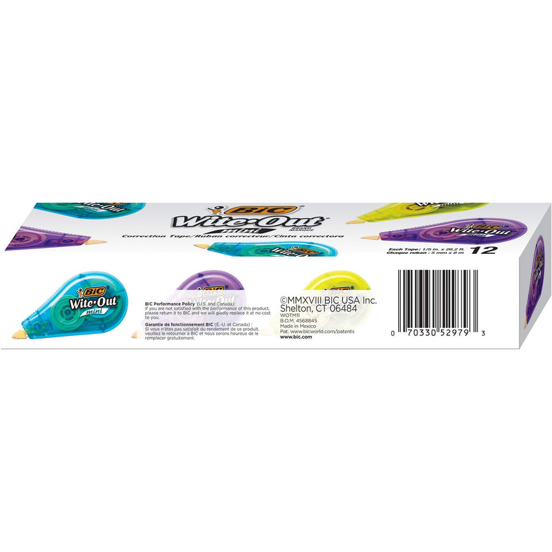 [Australia - AusPower] - BIC Wite-Out Brand Mini Correction Tape, White, Tape Applies Dry, Great For School And Home 12-Count 