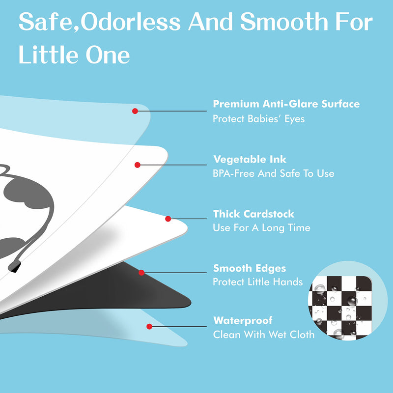[Australia - AusPower] - 50 Pages Visual Stimulation Flashcards, 25 PCS Black and White Baby Visual Stimulus Cards Sensory Developmental Black White Card Set for Newborn Baby 0-3 Months (5.5” X 5.5”) 
