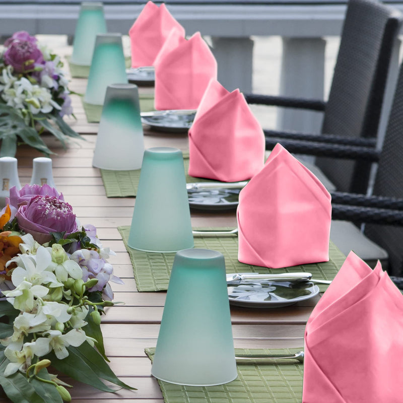 [Australia - AusPower] - FEQO 20 Pack Pink Satin Napkins Square Satin Cloth Napkins Soft Silk Napkin Table Napkins for Weddings Dinner Restaurant Party Decoration, 17 x 17 inch 