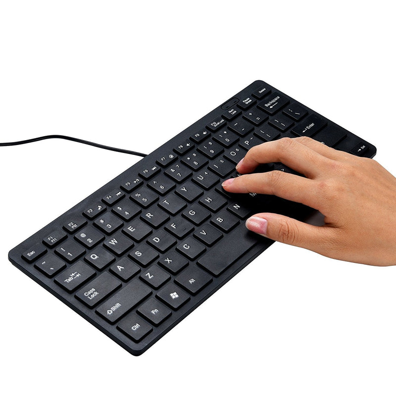 [Australia - AusPower] - Mini 78 Keys Wired Keyboard - with Keyboard Cover Computer keypad for Laptop MAC Windows 10/8 / 7 / Vista/XP(Black+Keyboard Film) Black 