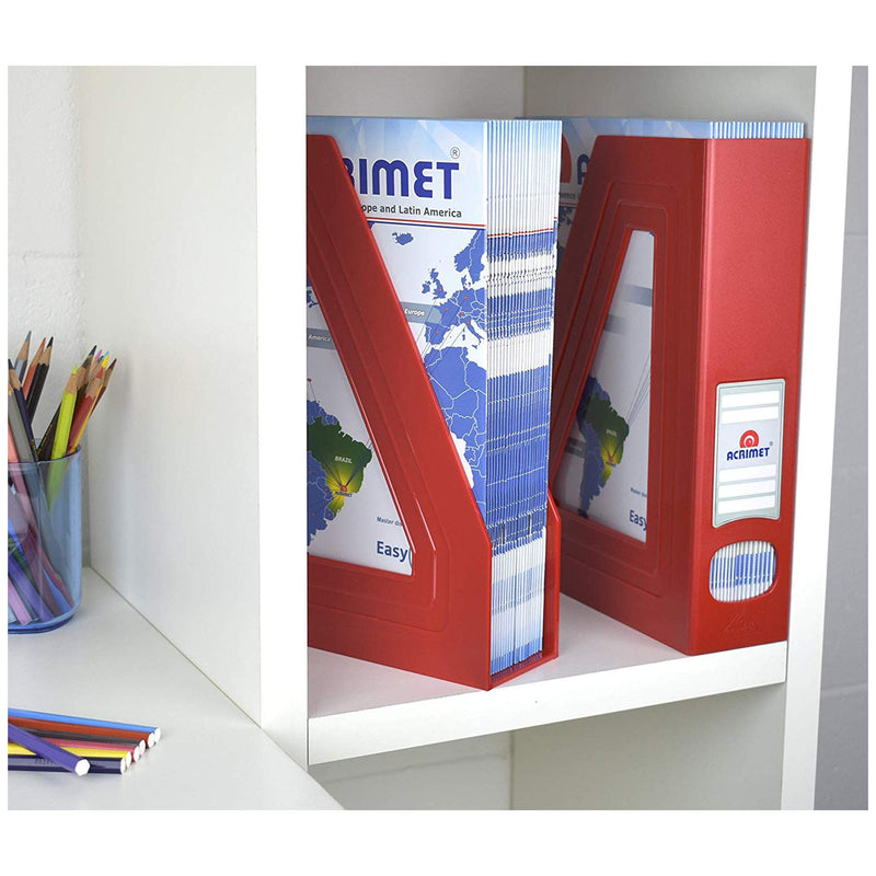 [Australia - AusPower] - Acrimet Magazine File Holder Rack Organizer (Plastic) (Solid Red Color) (2 Pack) 