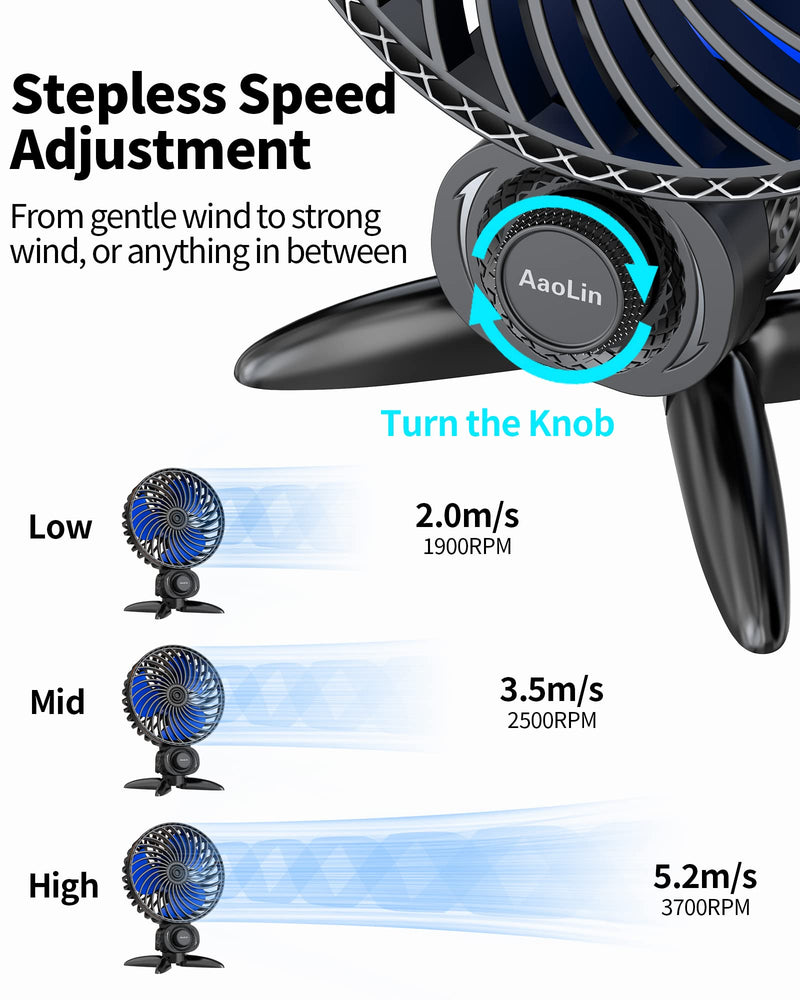 [Australia - AusPower] - AaoLin USB Small Fan, Desk Fans with CVT Variable Speeds, Strong Cooling Airflow, Quiet Portable, Desktop Mini Personal Fan for Room, Home,Office, Bedroom-USB Powered Black 