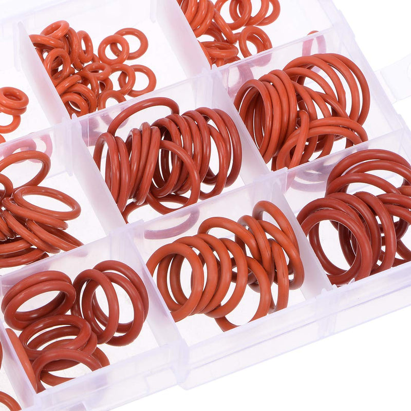 [Australia - AusPower] - uxcell Silicone O-Ring Kit, 225pcs Metric Seal Rings Assortment Set Red 