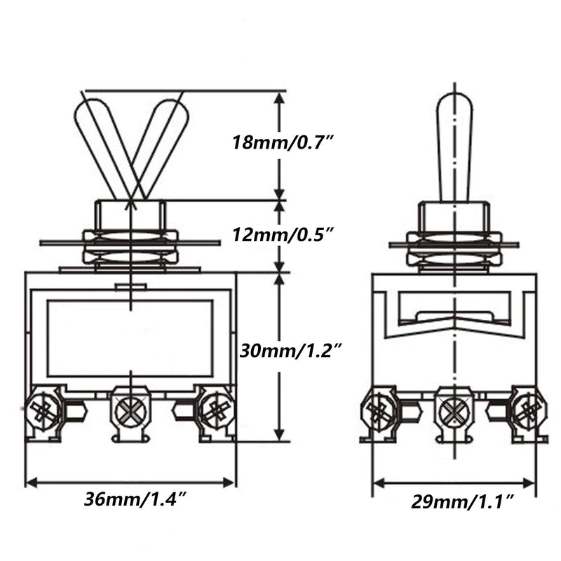 [Australia - AusPower] - mxuteuk Heavy Duty Rocker Toggle Switch 3 Position 3PDT 9 Terminal ON/Off/ON 15A 250V 10A 380V Toggle Switches with Metal Knob Cover Cap Waterproof TEN-303 