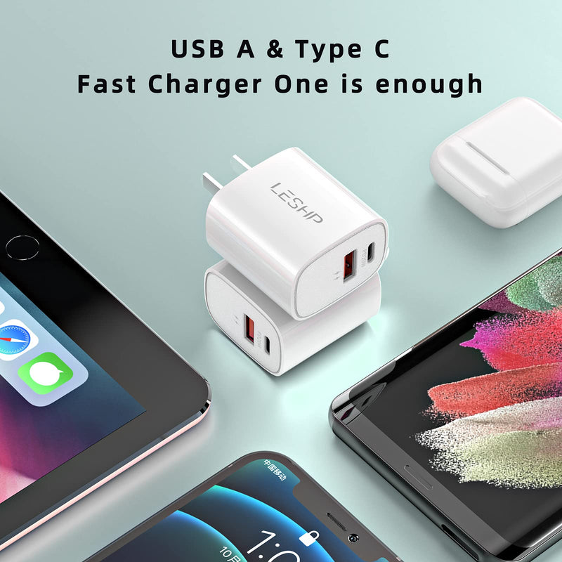 [Australia - AusPower] - USB C Wall Charger, PD 20W USB-C Power Adapter & USB-A Fast Charging Block, Dual Port Fast Charger for Laptops, MacBook, iPad, iPhone, Galaxy, and More 20W PD&QC Fast Charger 