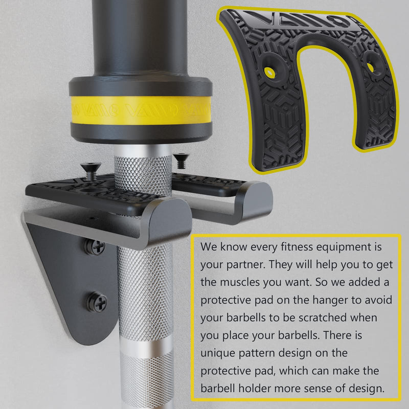[Australia - AusPower] - VAIIO Single Olympic Barbell Hanger,Garage Gym Bar Wall Rack,Vertical Barbell Mount Rack,Black Powder Coated,Space Saving Commercial or Home Gym Accessory,Holds Under 33mm Bar Size 