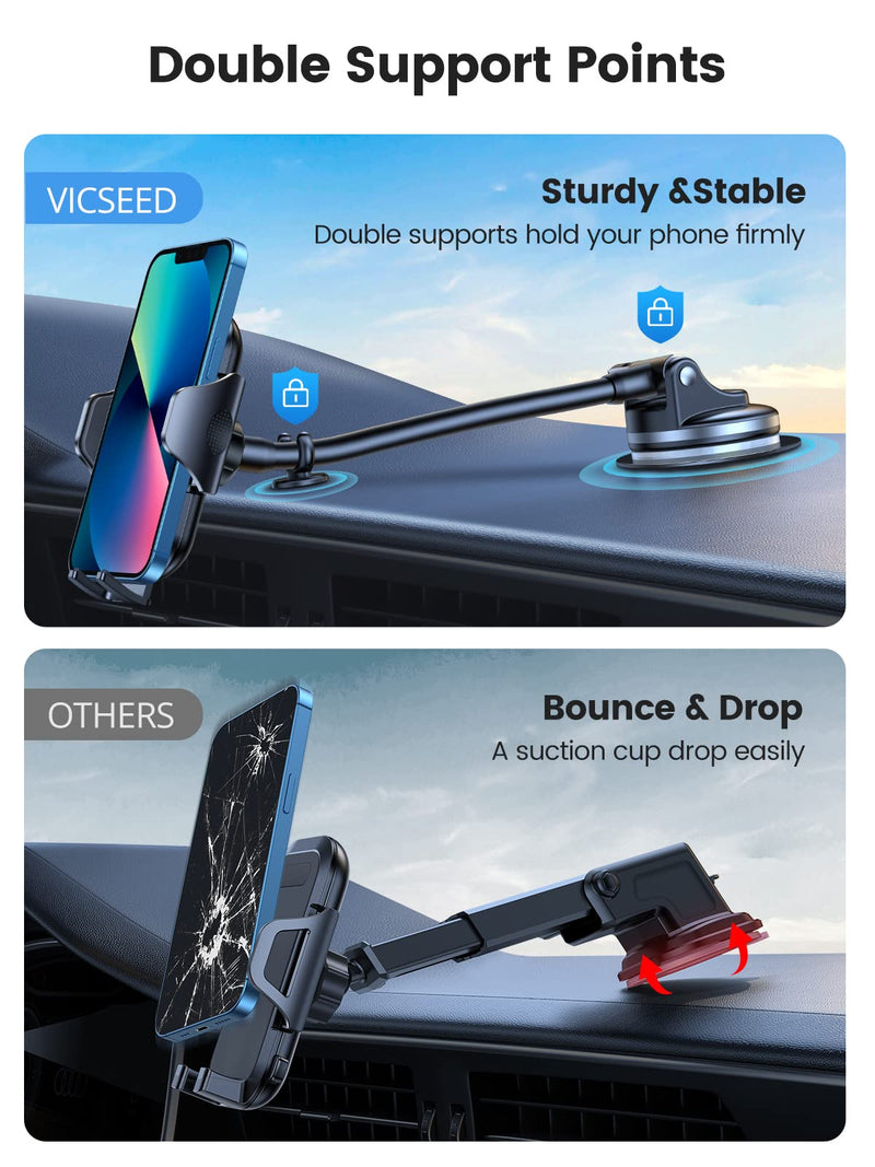 [Australia - AusPower] - VICSEED Car Phone Holder Mount Gooseneck,[Free Adjustable & Anti-Shake] Long Arm Phone Mount for Car [Strongest Suction] for Dashboard Windshield Vent Universal Cell Phone Holder Car Fit for all Phone 