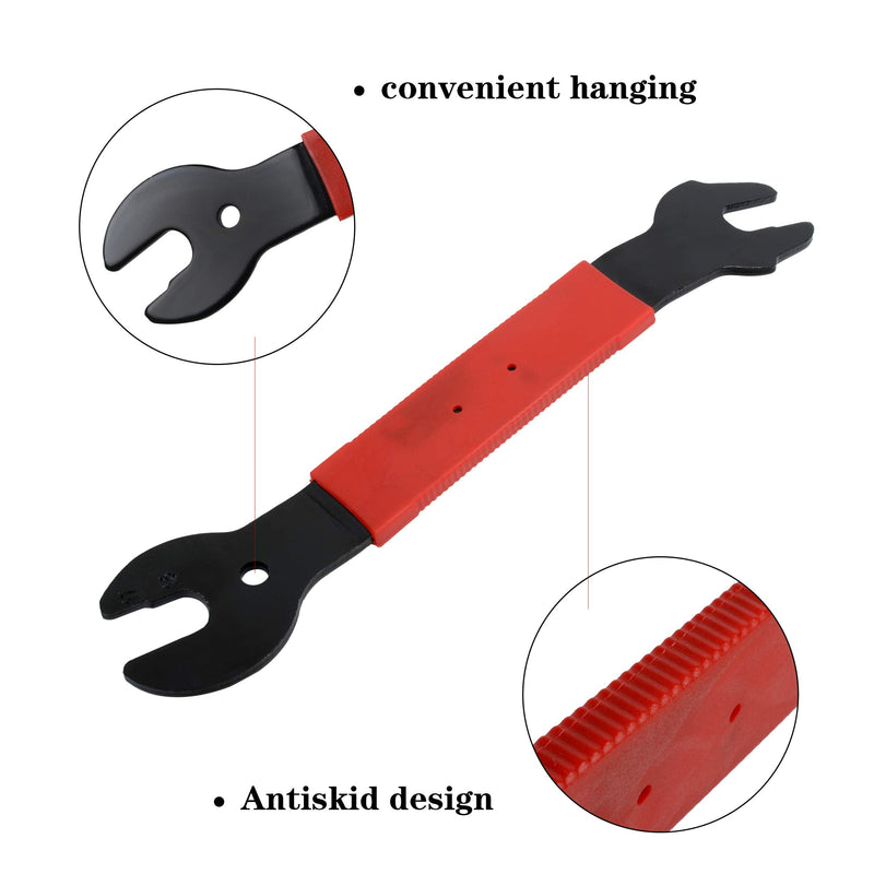 [Australia - AusPower] - Pedal Wrench Double Sided Bicycle Pedal Removal 15/16/17mm Bike Spanner Home Mechanic Pedal Repair Tool With Long Hand Comfortable Grip Energy-saving Cycling Crank Set for Biking Maintenance & Repair 