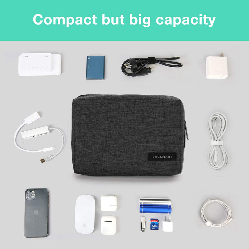 [Australia - AusPower] - BAGSMART Electronic Organizer Small Travel Cable Organizer Bag for Hard Drives, Cables, Phone, USB, SD Card, Black 