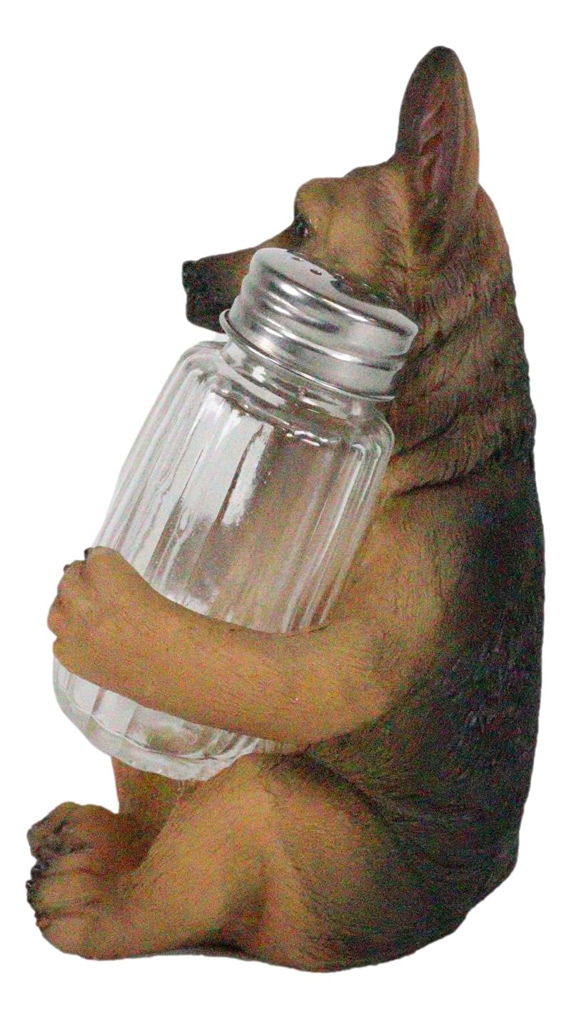 [Australia - AusPower] - Ebros Gift Panting German Shepherd Police Canine Unit Dog Salt and Pepper Shaker Set With Two Glass Shakers Figurine Set 6"Tall Pet Pal Kitchen Dining Bar Decorative Accent 