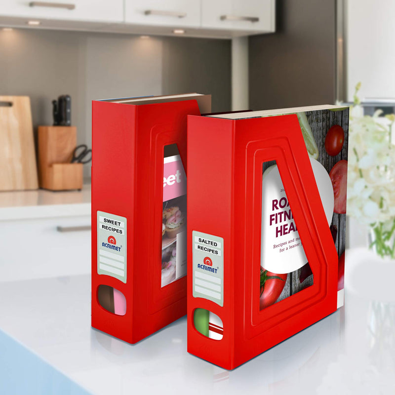 [Australia - AusPower] - Acrimet Magazine File Holder Rack Organizer (Plastic) (Solid Red Color) (2 Pack) 