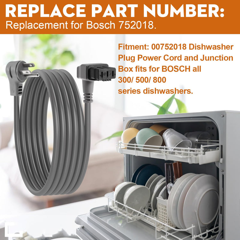 [Australia - AusPower] - 00752018 Dishwasher Plug Power Cord and Junction Box for Bosch 300/500/800 Series Dishwashers for SMZPC002UC Plug Power Cord AC Charger 