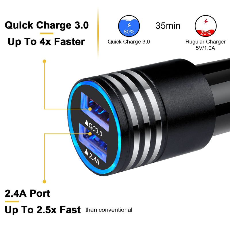 [Australia - AusPower] - Car Charger Fast Charge, 5.4A USB Car Charger Adapter Plug Rapid Cigarette Lighter USB Charger for iPhone 12/12 Pro Max/11/11 Pro/SE/XR/X/8,Samsung Galaxy S21/S20/S10/Note 20 10 9,Android Phone 