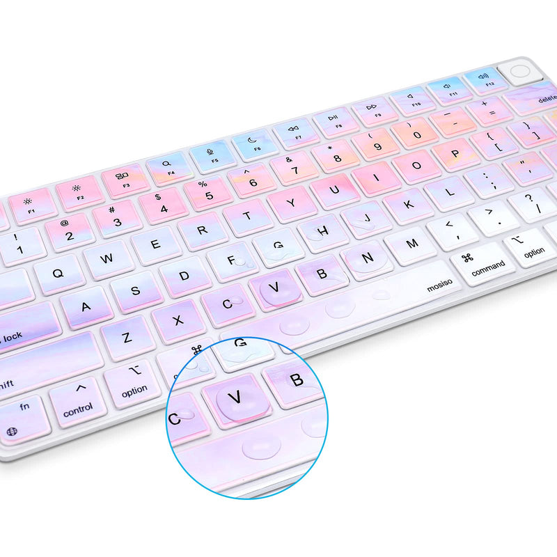 [Australia - AusPower] - MOSISO Keyboard Cover Compatible with iMac 24 inch A2449 M1 2021 Release with Touch ID Wireless Magic Keyboard, Waterproof Protective Silicone Skin, Colorful Clouds 