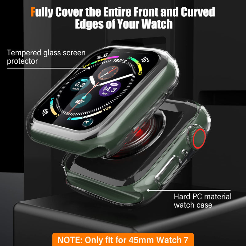 [Australia - AusPower] - Uyiton 3Pack Compatible with Apple Watch Series 7 Case 41mm iWatch Hard PC Cover Built-in Tempered Glass Screen Protector High-Sense Anti-Scratches Replacement Full Edge Protective Bumper Guard Clear 