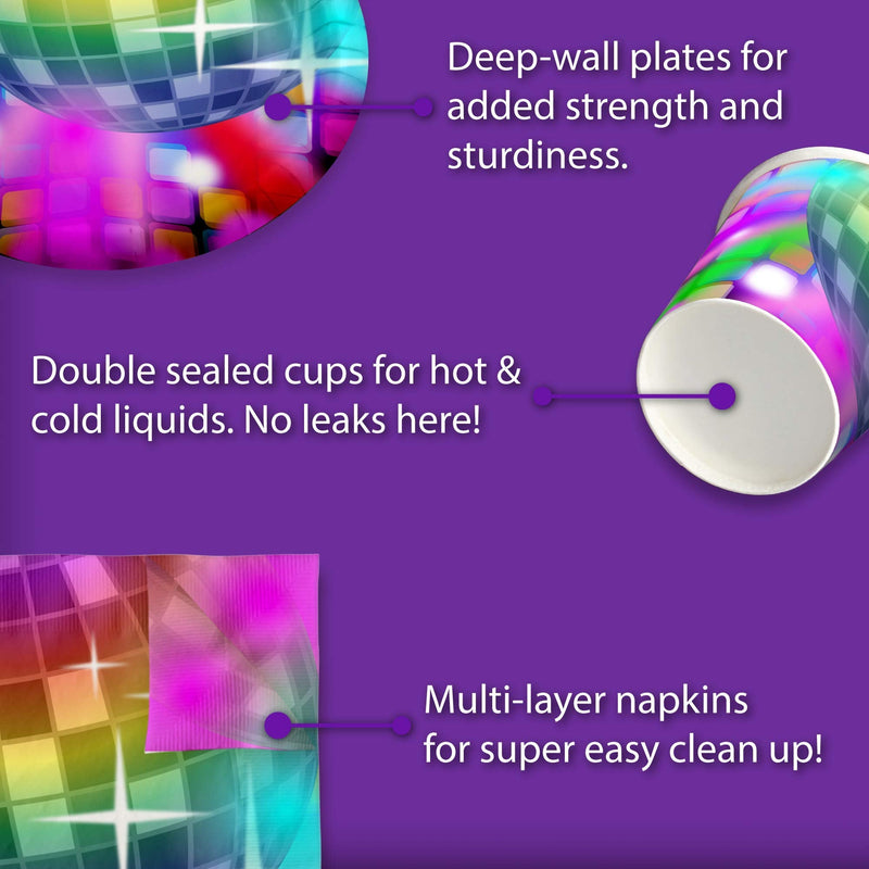 [Australia - AusPower] - Disco Birthday Party Supplies Set Plates Napkins Cups Tableware Kit for 16 