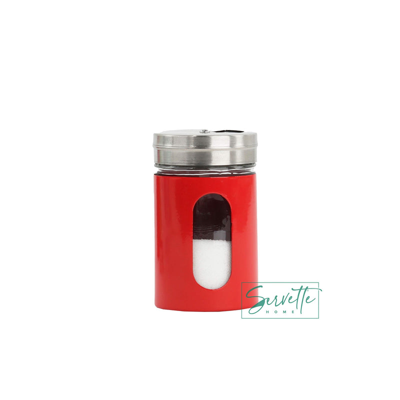 [Australia - AusPower] - Red Salt Pepper Shakers Retro Spice Jars Glass - Set of 2 Red 