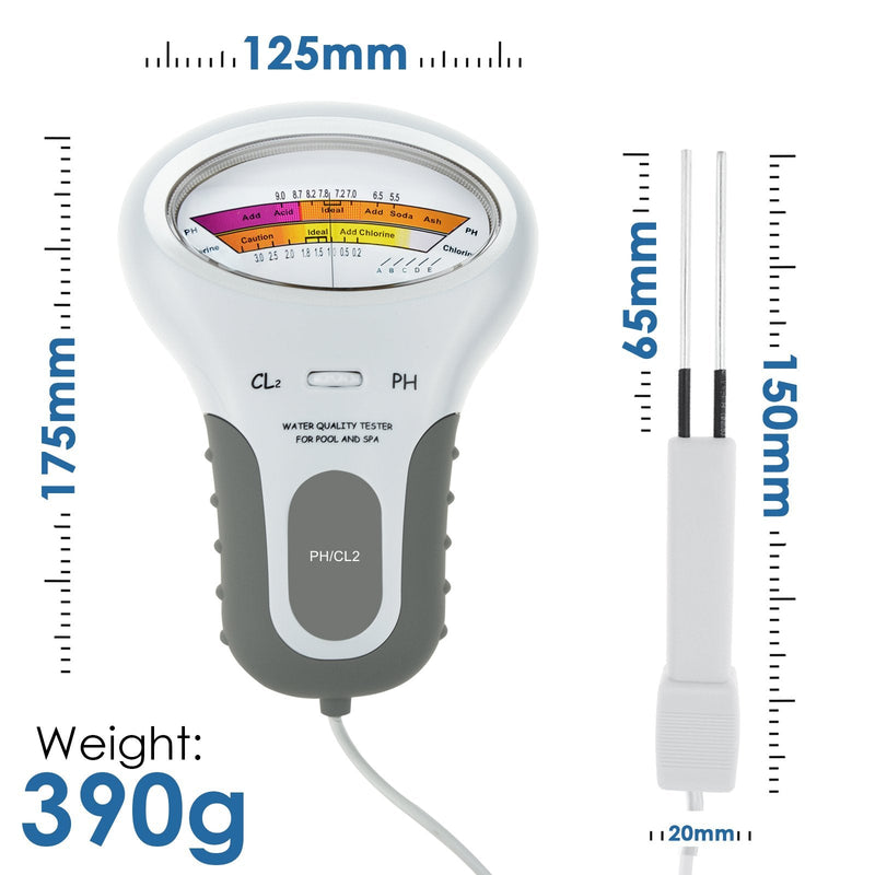 [Australia - AusPower] - Portable 2 in 1 Water Quality PH and Chlorine Level CL2 Tester Meter for Swimming Pool Spa Drinking Water Quality Analysis Monitor PH CL2 Chlorine Tester 