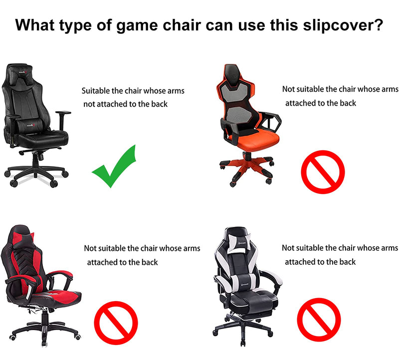 [Australia - AusPower] - WOMACO Gaming Chair Slipcover Stretch Seat Chair Cover for Leather Computer Reclining Racing Ruffled Gamer Chair Protector (Black, One-Size) Black 