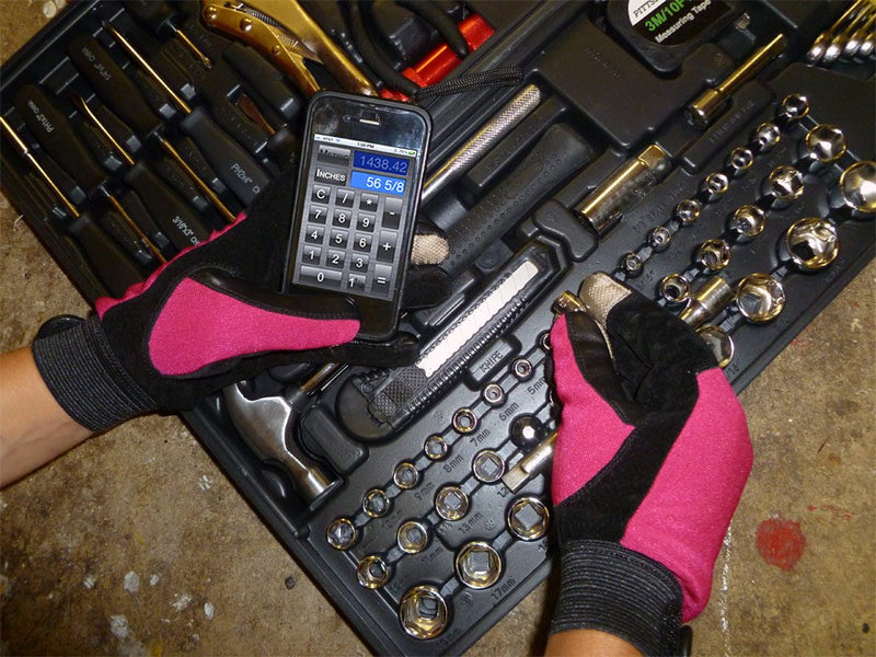 [Australia - AusPower] - Boss Tech Products, Inc. BTP-GLV-MECPNK Mechanic's Style Touch Screen Gloves for All Touch Screen Electronic Devices - Retail Packaging - Black/Pink 