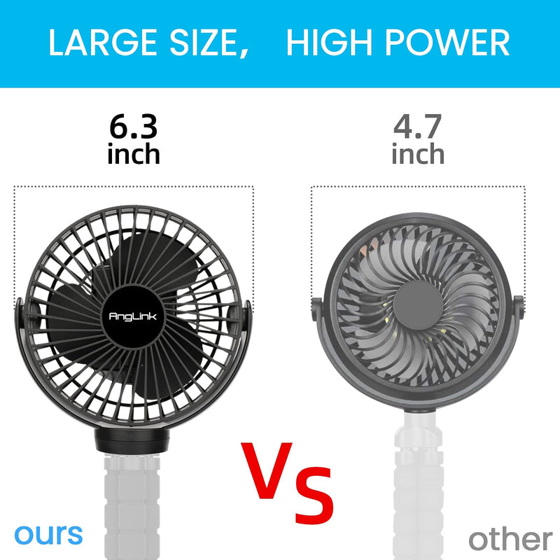 [Australia - AusPower] - Bady Stroller Fan - 5000mAh Battery Operated USB Rechargeable Portable Fans with Flexible Tripod for Car Seat, Bed, Travel, Office, Bedroom, Bike, Kids | Black 