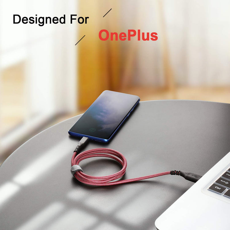 [Australia - AusPower] - Fasgear Warp Charge Cable 30W for Oneplus 8 Pro 8, 7 Pro 7T, 1 Pack 6ft/1.8m Dash Charging USB C Cable 20W Quick Charge Nylon Braided Data Sync USB Type C Cable for One Plus 7 6T 6 5T 5 3T (Red) Red 6 ft (1.8m) 