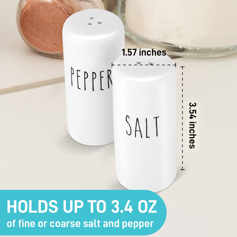 [Australia - AusPower] - Farmhouse Salt and Pepper Shakers Set - Rustic Salt and Pepper Shakers Set - Cute White Salt and Pepper Shakers for Your Farmhouse Kitchen, Sturdy Ceramic, 3.4 oz Capacity, Rust-Free 