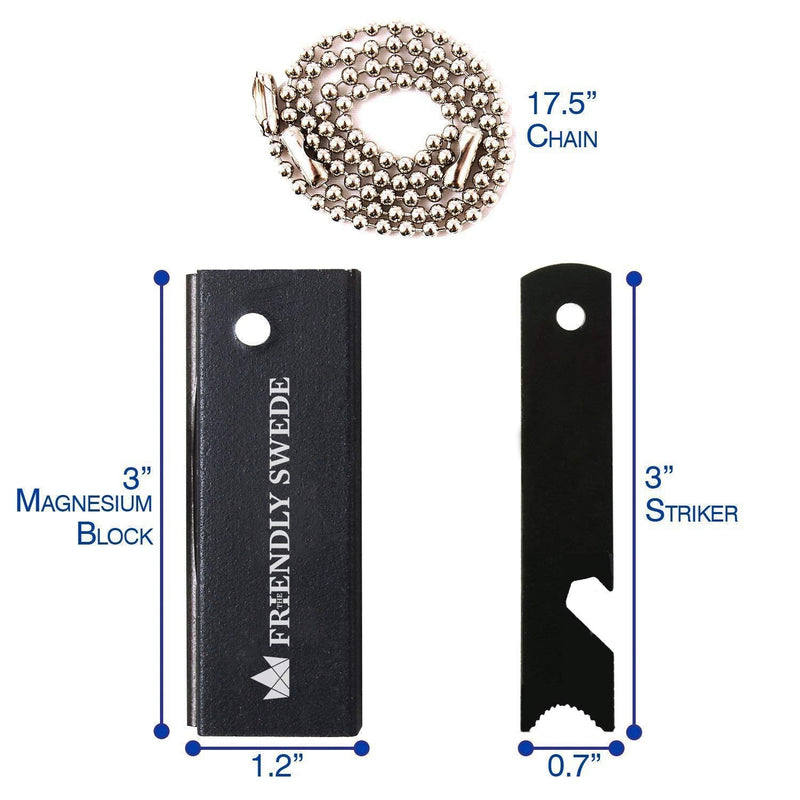 [Australia - AusPower] - The Friendly Swede Magnesium Fire Starter - 3 Pack - Survival Fire Steel Blocks with Striker, Camping Emergency Firestarter Magnesium Fire Starters - New and Improved Version 
