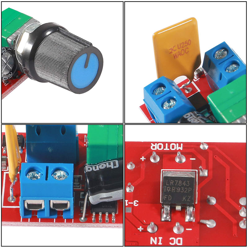 [Australia - AusPower] - 6PCS DC Motor PWM Speed Controller 3V 6V 12V 24V 35V 5A 90W with Speed Control Switch Mini LED Dimmer 
