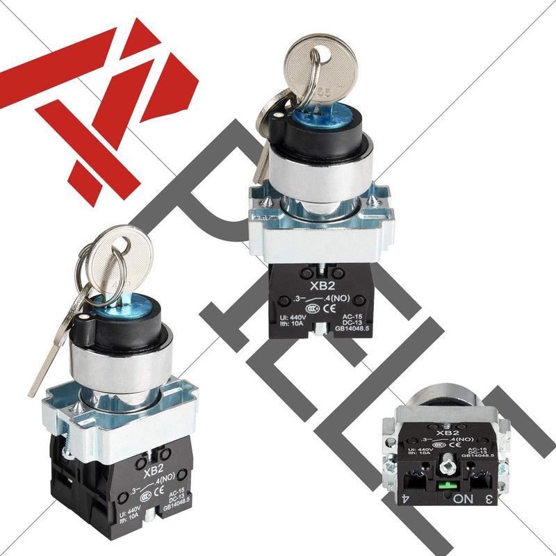 [Australia - AusPower] - APIELE 22MM 3 Position Key Switch 2NO XB2-20Y/31 (3 Position Maintained) 3 Position Maintained 