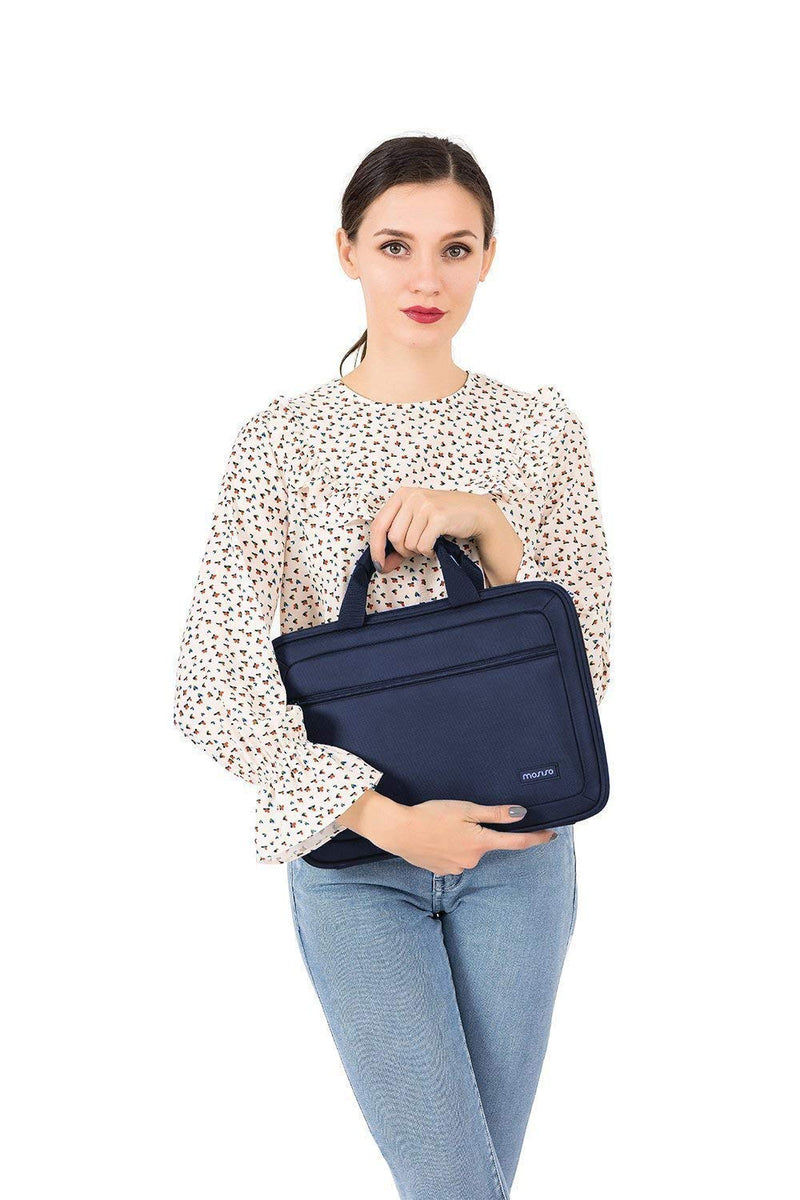 [Australia - AusPower] - MOSISO EVA Shockproof Laptop Shoulder Bag Compatible with MacBook Pro/Air 13 inch, 13-13.3 inch Notebook Computer with Handle & Accessory Bag & Back Trolley Belt, Navy Blue 