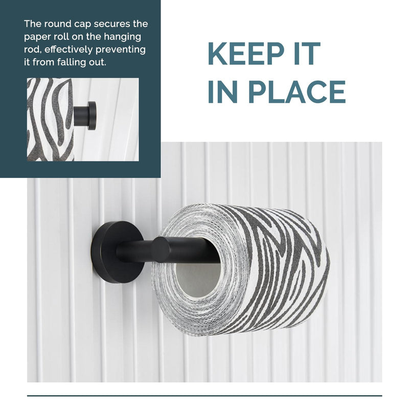 [Australia - AusPower] - Round Single Towel Hook Bundle with Toilet Paper Holder (Matte Black) 