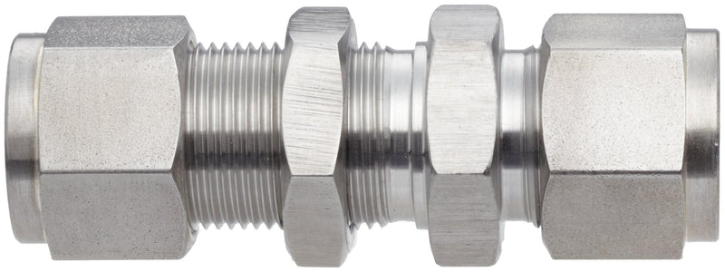 [Australia - AusPower] - Brennan N2700-LN-06-06-SS Stainless Steel Compression Tube Fitting, Bulkhead Union, 3/8" Tube OD 3/8 Inch 