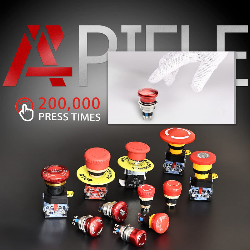 [Australia - AusPower] - APIELE 22mm Metal Emergency Stop Push Button Swicth Latching 12V-250V Waterproof Stianless Steel 7/8" Mouting Hole 22mm ( 7/8") A Type 
