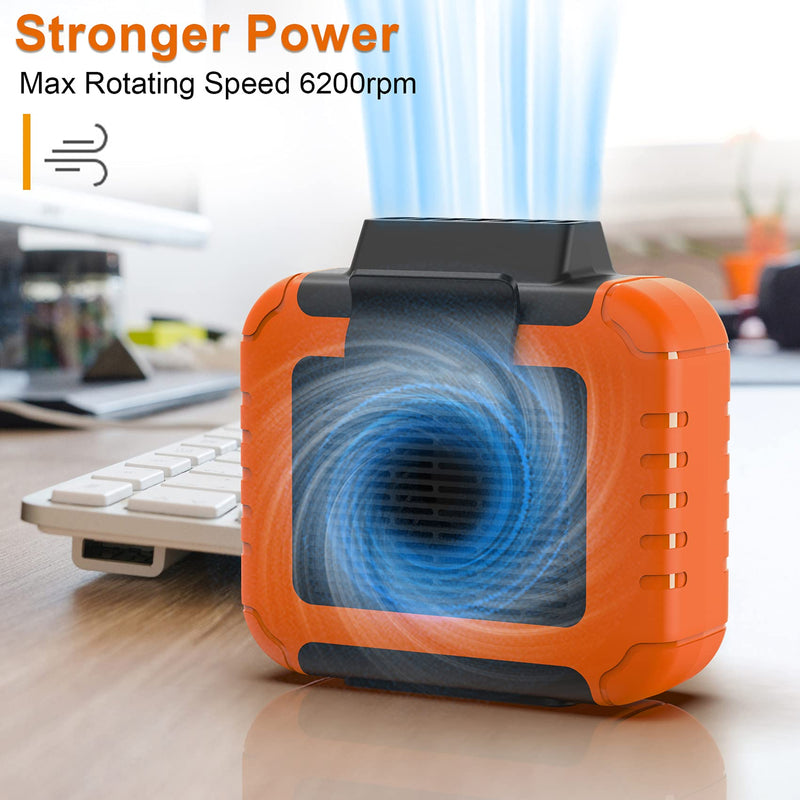 [Australia - AusPower] - Yeedie 3-in-1 Portable Waist Clip Fan, 6000mAh Personal Rechargeable Neck Fan up to 16H, Strong Airflow, 3 Speed, Hand Free Battery Operated Belt & Necklace Fan for Working Hiking Fishing orange 