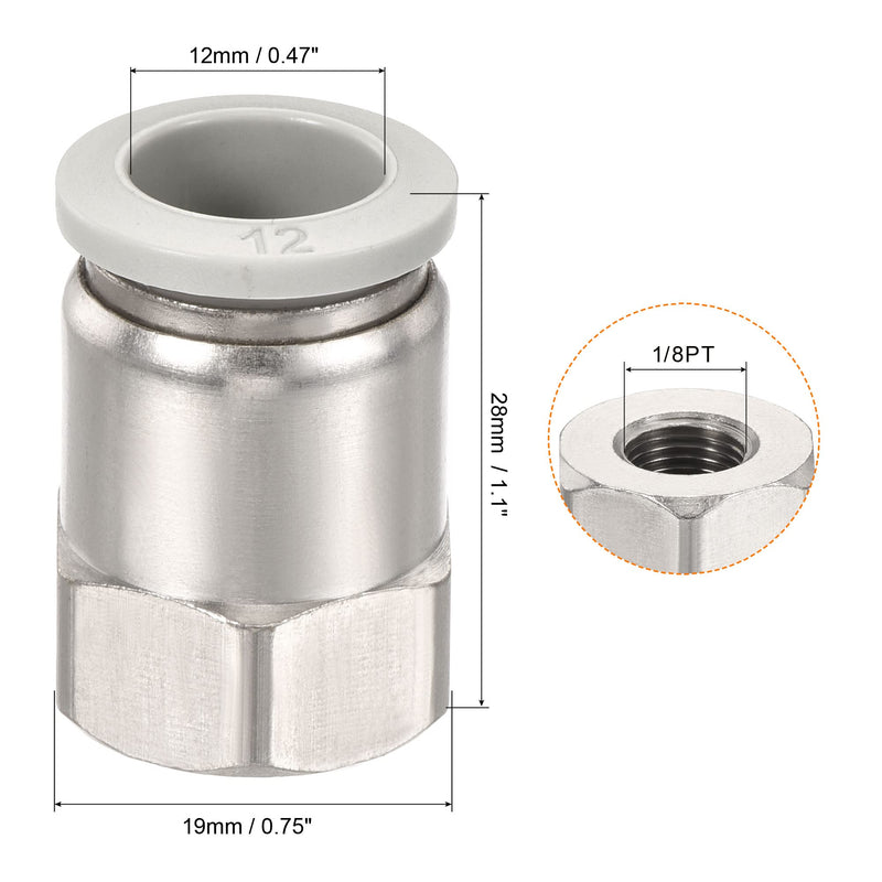 [Australia - AusPower] - MECCANIXITY Push to Connect Fittings 1/8PT Female Thread Fit 12mm Tube OD Nickel-Plated Copper Straight Union Fitting Pack of 2 