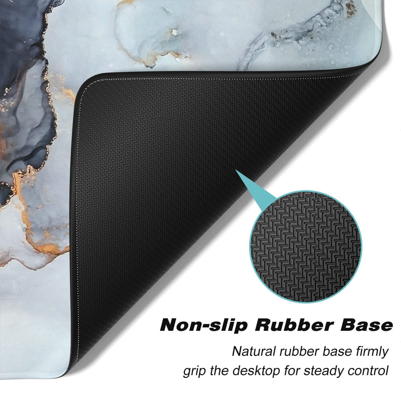 [Australia - AusPower] - Atufsuat Extended Large Mouse Pad, XXL Gaming Desk Pad 31.5 x 15.7 Inch, Big Computer Keyboard Mousepad, Waterproof Mouse Mat with Stitched Edges and Non-Slip Base for Office Gaming, Gray Ink Marble 