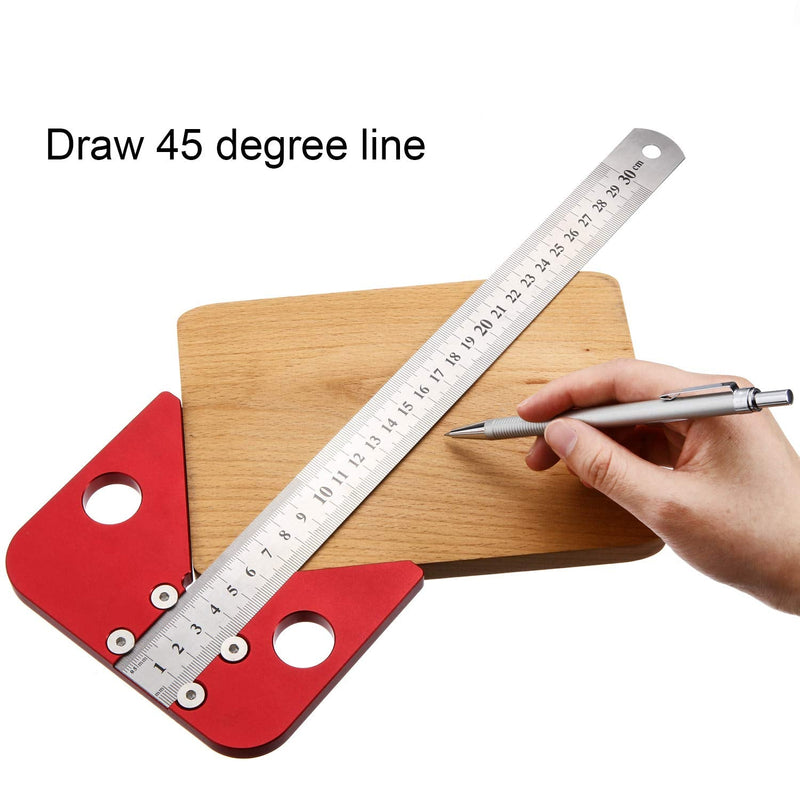 [Australia - AusPower] - Aluminum Alloy Square Center Scribe Center Finder Line Gauge Carpenter Ruler Woodworking Center Measuring Tool with Detachable Ruler 