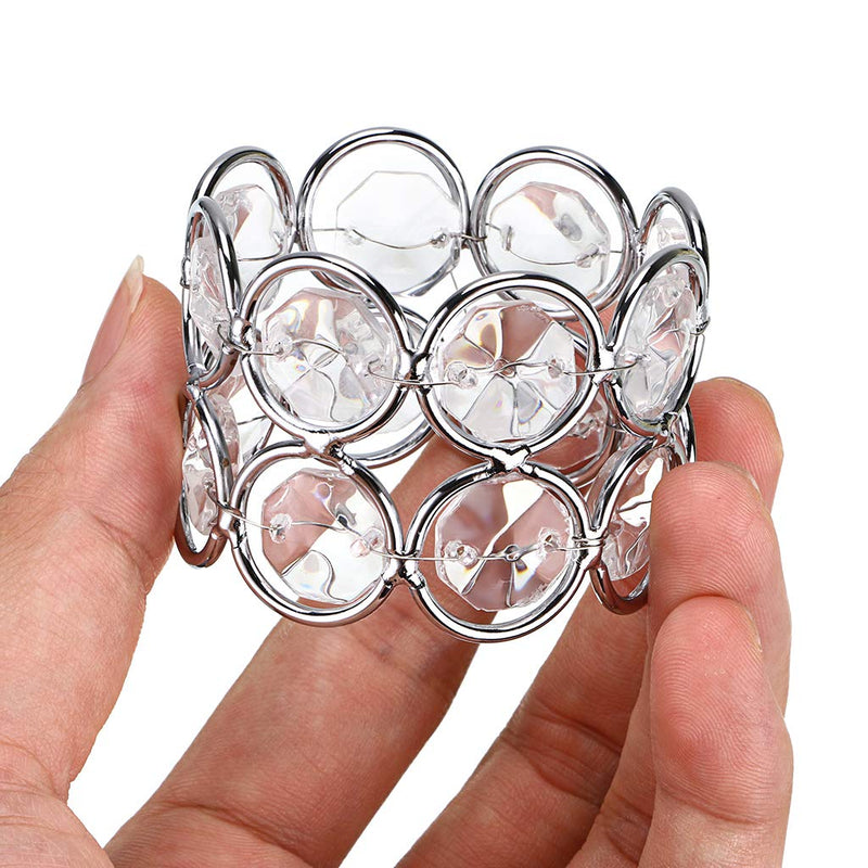 [Australia - AusPower] - OwnMy Set of 12 Crystal Beads Napkin Rings Handcraft Sparkly Elegant Napkin Holders for Wedding Party Dinner Table Decor (Silver Tone) Silver Tone 