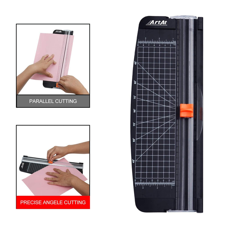 [Australia - AusPower] - ArtAt A4 Portable Paper Cutter: 12 inch Paper Trimmer Scrapbooking Tool for Photo Gift Cards Kraft Paper Label and Coupon with Automatic Security Safeguard Paper Trimmers 
