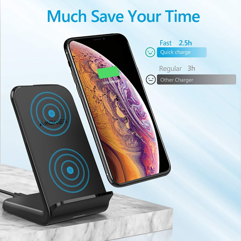 [Australia - AusPower] - Wireless Charger Stand, Qi-Certified 15W Fast Charger 4-Modes Compatible with iPhone 14/14 Pro/14 Pro Max/13/13 Pro Max/12/11/10, Samsung Galaxy Xiaomi (No AC Adapter) 