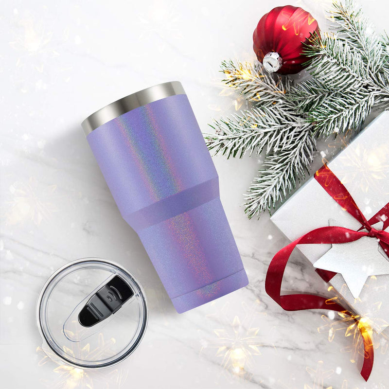 [Australia - AusPower] - ALOUFEA 30oz Stainless Steel Tumbler, Insulated Coffee Tumbler Cup with Lid and Straw, Double Walled Travel Coffee Mug for Hot & Cold Drinks (Glitter Lavender, 1 Pack) Glitter Lavender 