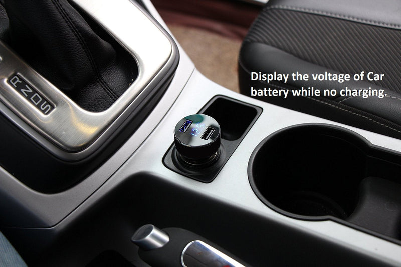 [Australia - AusPower] - LIHAN Dual USB Car Charger,Cigarette Lighter Voltage Meter,Compatible with Apple iPhone,iPad,Samsung Galaxy,LG,Google Nexus,Other USB Charging Devices, Black 