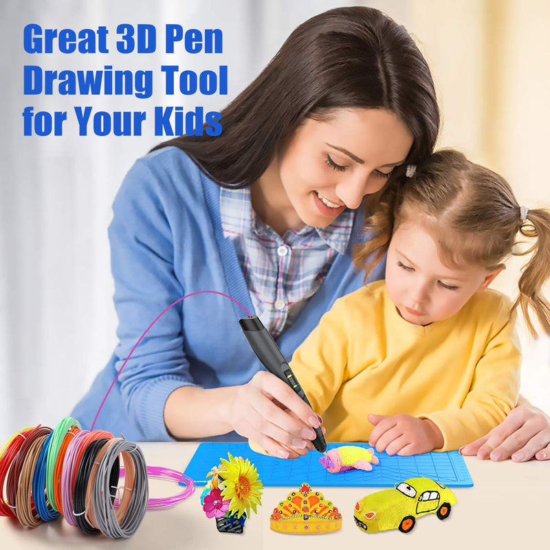 [Australia - AusPower] - CHENIB 3D Pen Mat, 3D Printing Pen Heat-Resistant Silicone Pad with Patterns, Foldable Design 3D Pens Drawing Tools with 2 Finger Protectors (16.4 x 10.9 Inch) (Blue) Blue 
