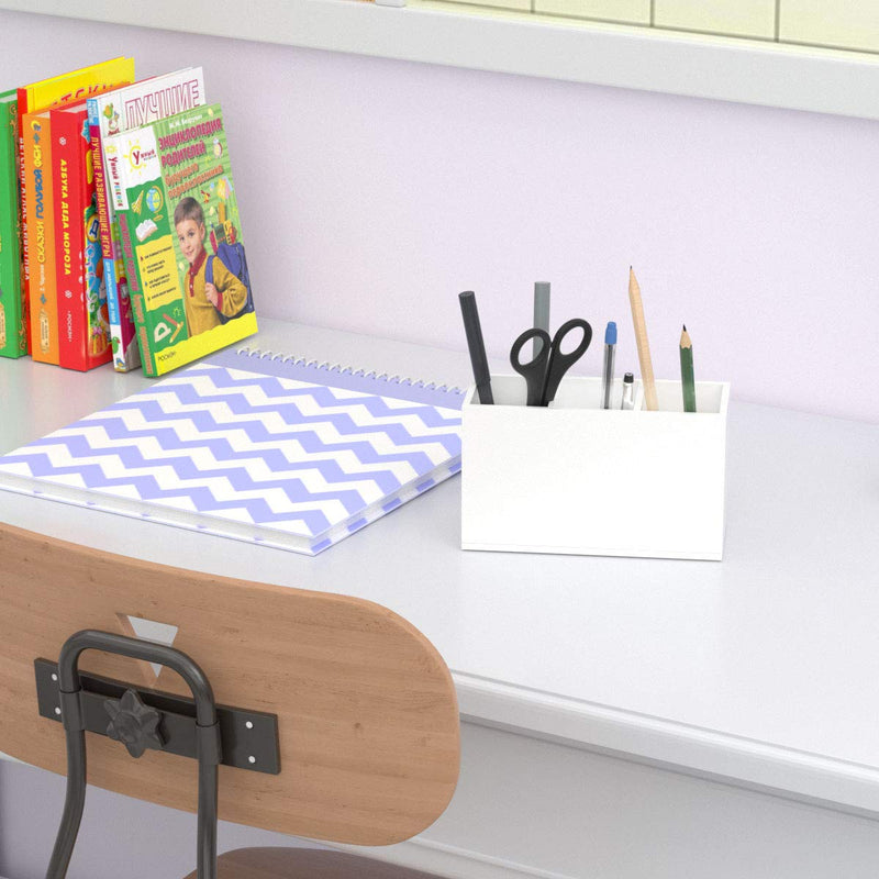 [Australia - AusPower] - NIUBEE Acrylic Pen Holder 3 Compartments, White Pencil Organizer Cup for Countertop Desk Accessory Storage 