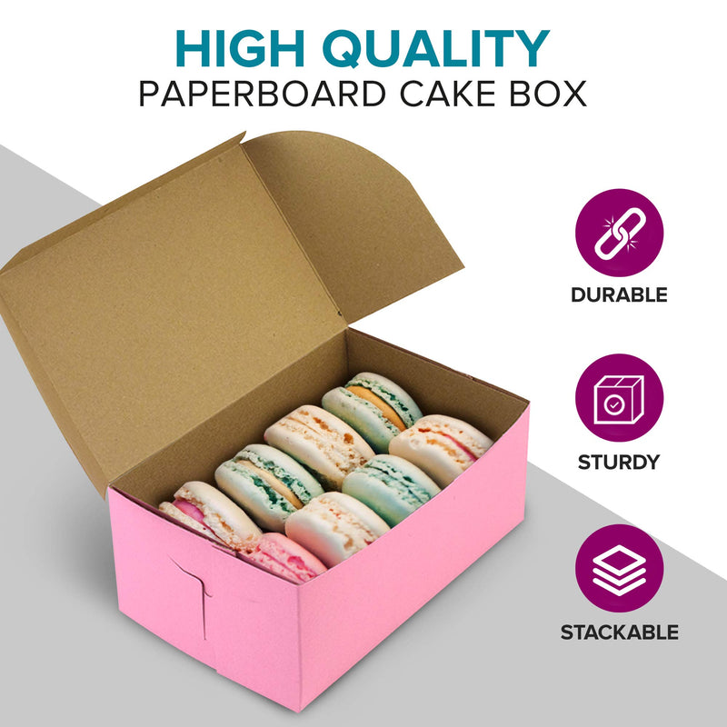 [Australia - AusPower] - [10 Pack] Pink Bakery Boxes - 6.5 x 4 x 2.75 Inches Pink Cake Boxes - Pastry Box for Cupcakes, Desserts, Cookies, Candies - Ideal Packaging for Bakeries and Home-Made Baked Favors, and Gifts 10 6.5 x 4 x 2.75" 